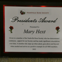 Mary Hext, Presidents Award